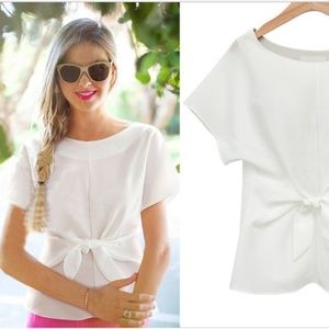 Chiffon Top Bow Tank Top Semi Sheer Loose Flowy T-shirt
